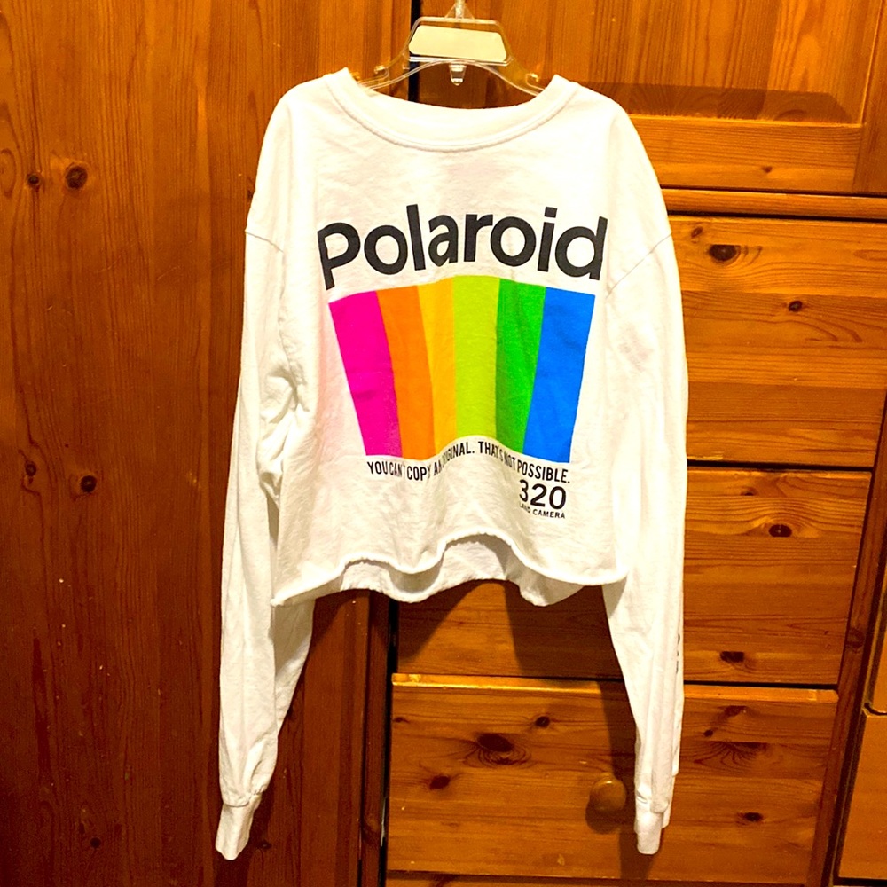 Forever 21 Polaroid Crop Top Long Sleeve